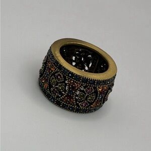 Heidi Daus Multicolor Crystal Wide Band Ring Size 6